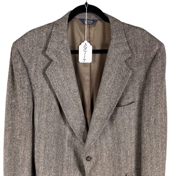 Vintage Kuppenheimer Mens 44R Herringbone Wool Blazer Jacket Brown Quiet Luxury - Picture 15 of 16